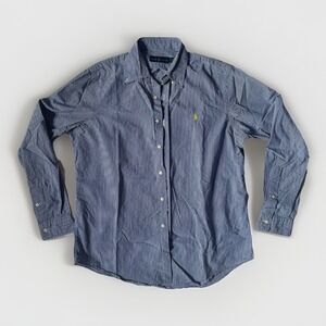 Ralph Lauren Polo Shirt Mens Large Blue White Checkered Button Down Classic